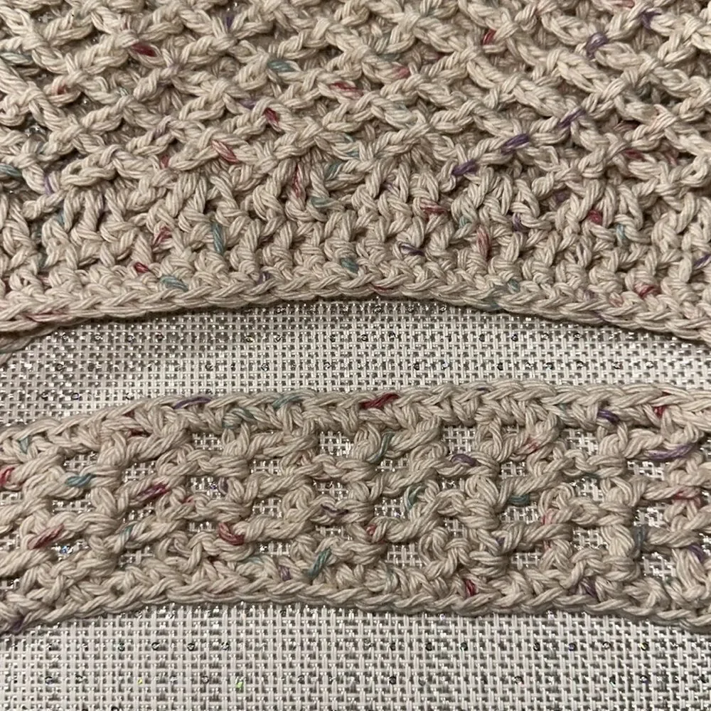 Handmade Crochet Ivory Pastel Colored Confetti Small Fishnet Market Tote